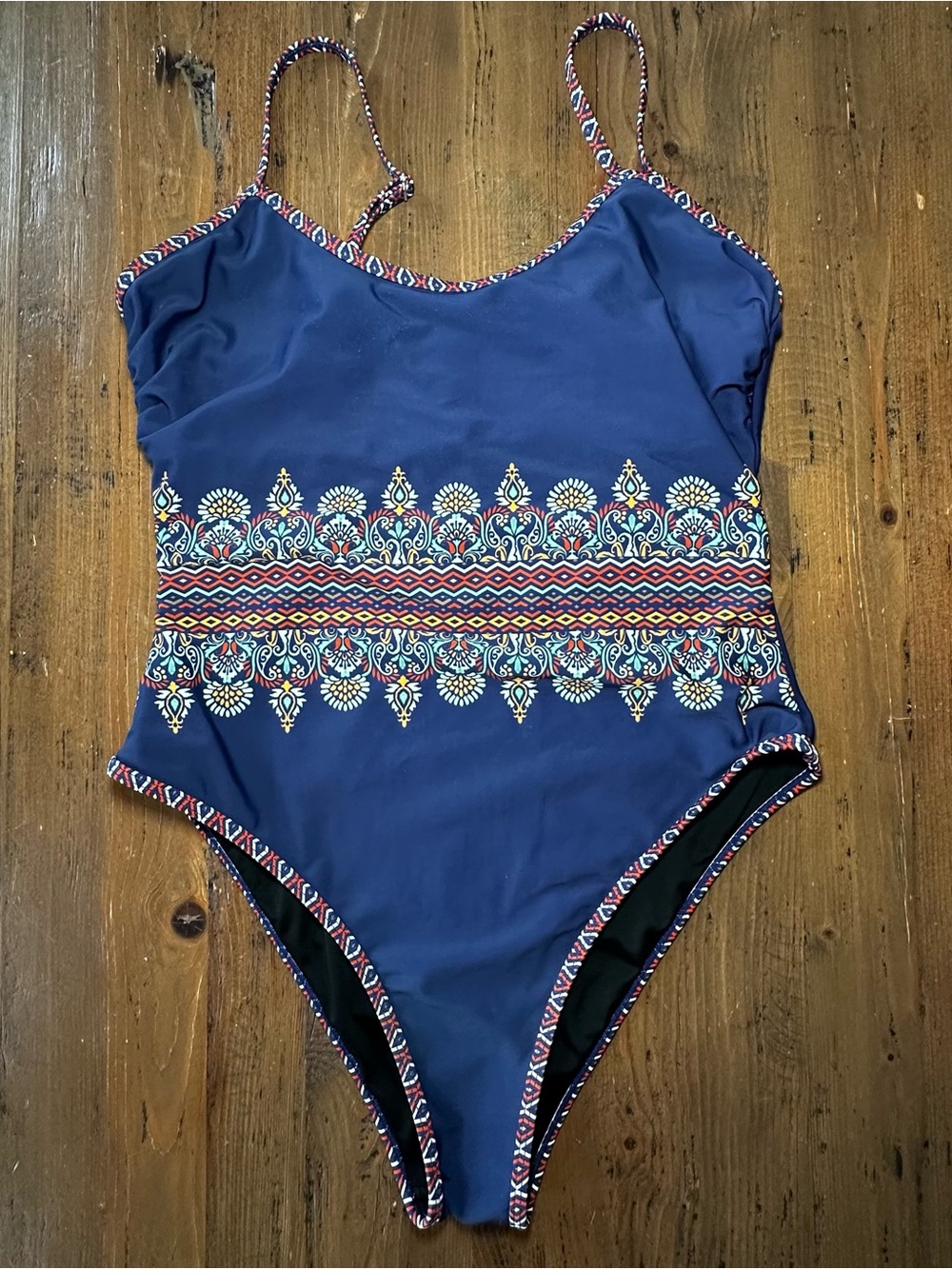 CUPSHE Navy Paisley One Piece, Large - Picture 4 of 10